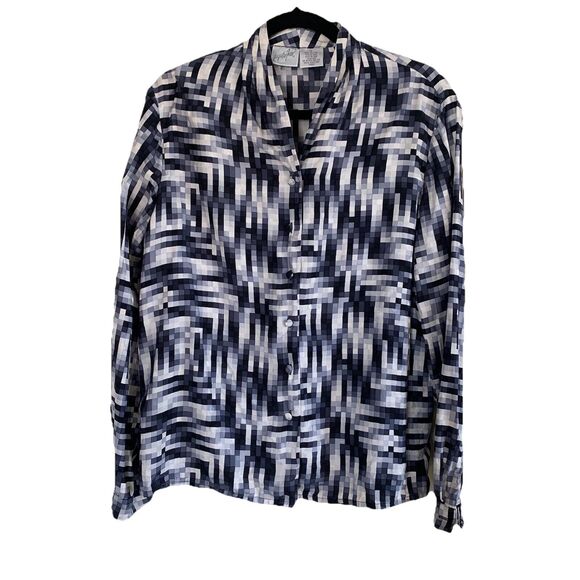 Vintage 100% Silk Jacqueline Ferrar Button Down Blouse Size 12 - Picture 1 of 12